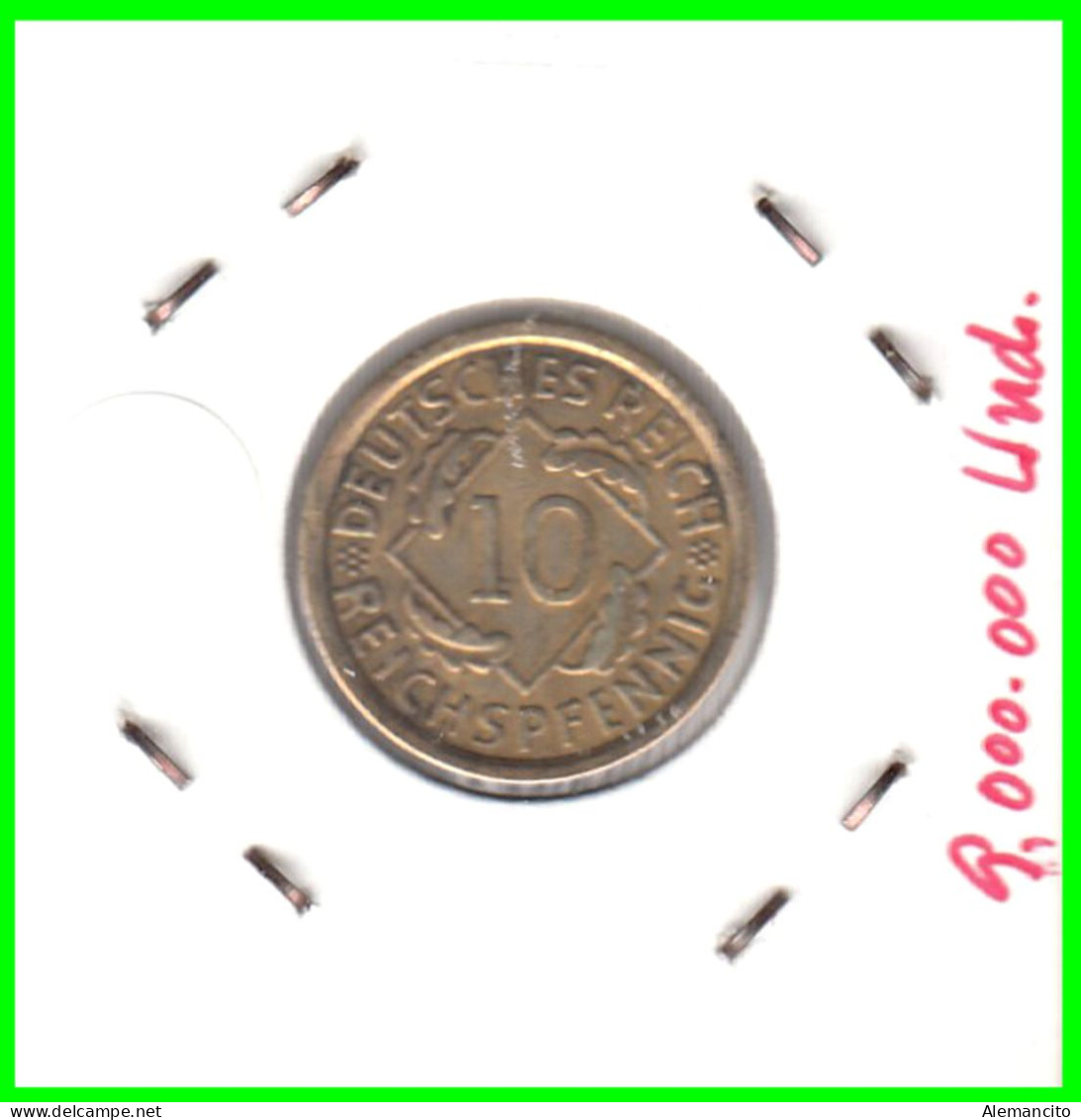 GERMANY REPÚBLICA DE WEIMAR 10 PFENNIG DE PENSIÓN ( 1935 CECA - J ) MONEDA DEL AÑO 1923-1936 (RENTENPFENNIG KM # 32 - 10 Rentenpfennig & 10 Reichspfennig