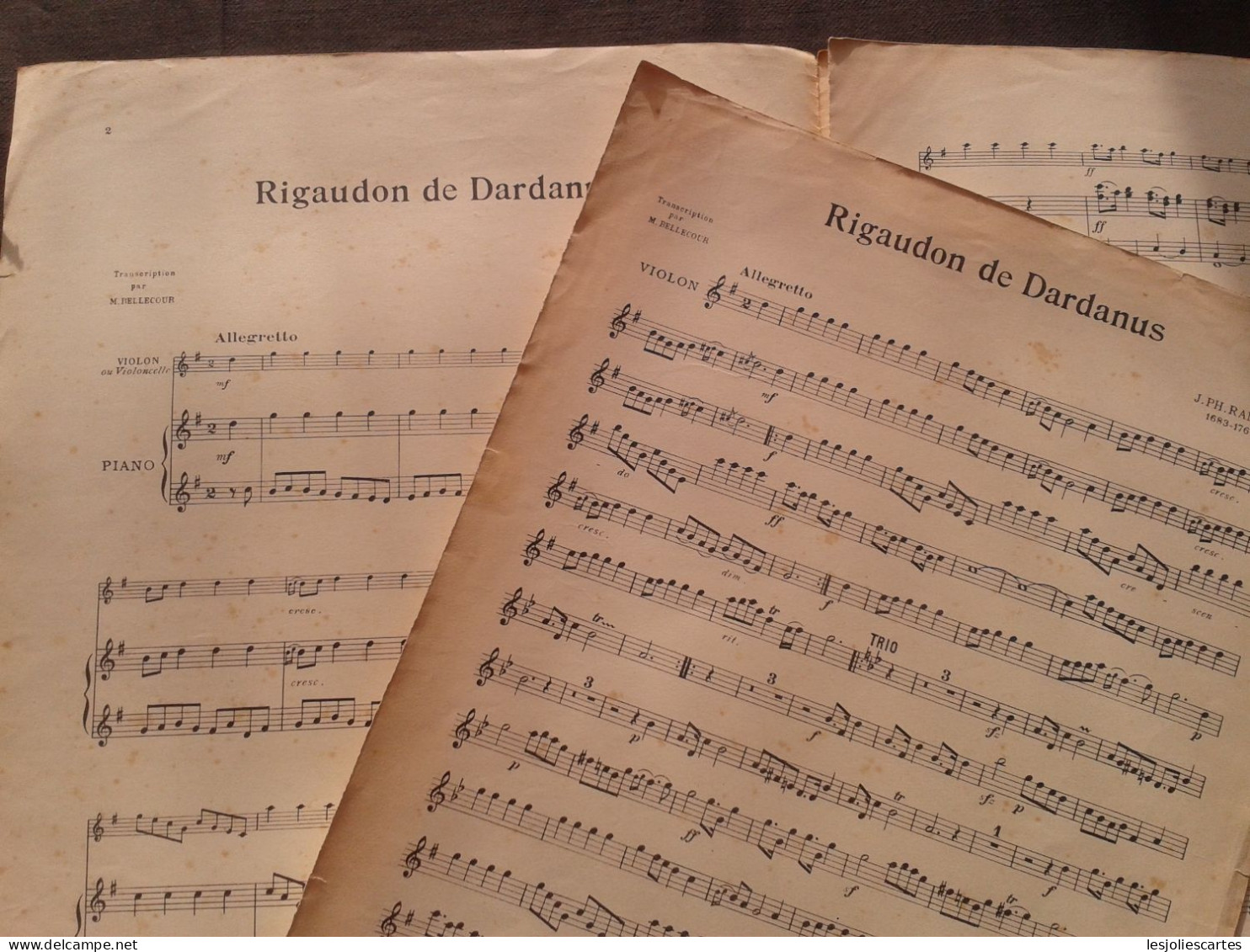RAMEAU LE RIGAUDON DE DARDANUS POUR VIOLON ET PIANO PARTITION MUSIQUE EDITIONS BIBLIOTHEQUE POPULAIRE - Instruments à Cordes