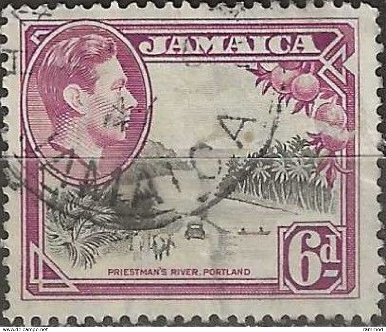 JAMAICA 1938 King George VI - Priestman's River, Portland - 6d. - Black And Purple FU - Jamaica (...-1961)