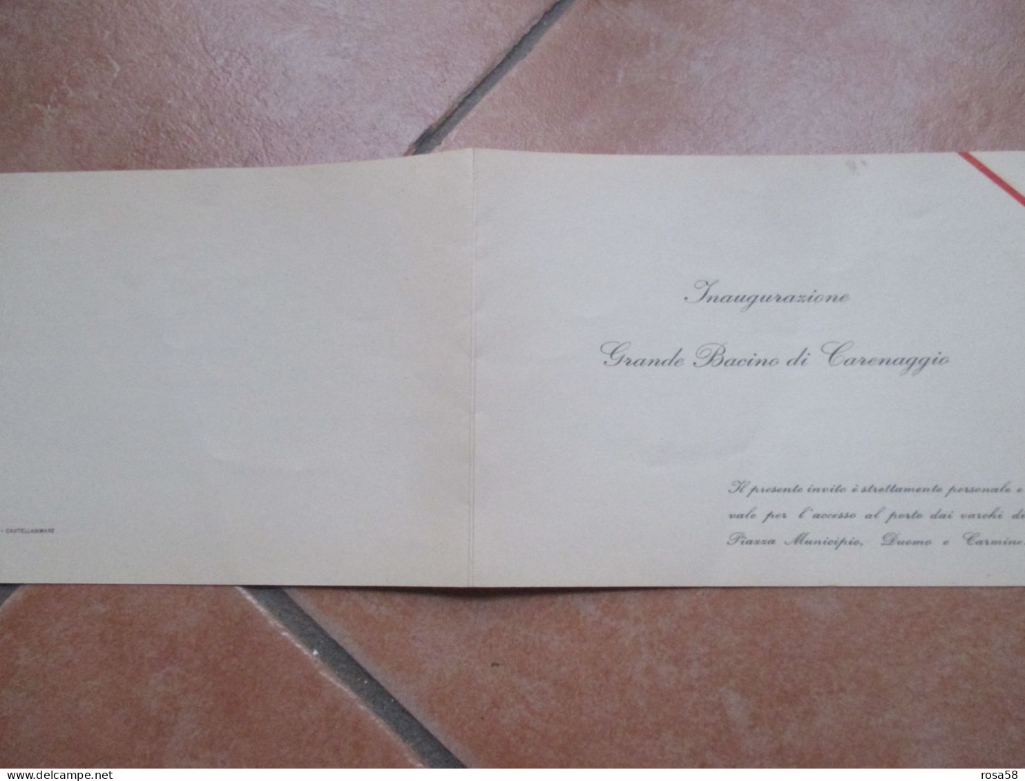 12.2.1956 NAPOLI Inaugurazione GRANDE BACINO Di Carenaggio Invito Ministro LL.PP. E.A.Porto Di Napoli Presid.Bacini+bust - Other & Unclassified