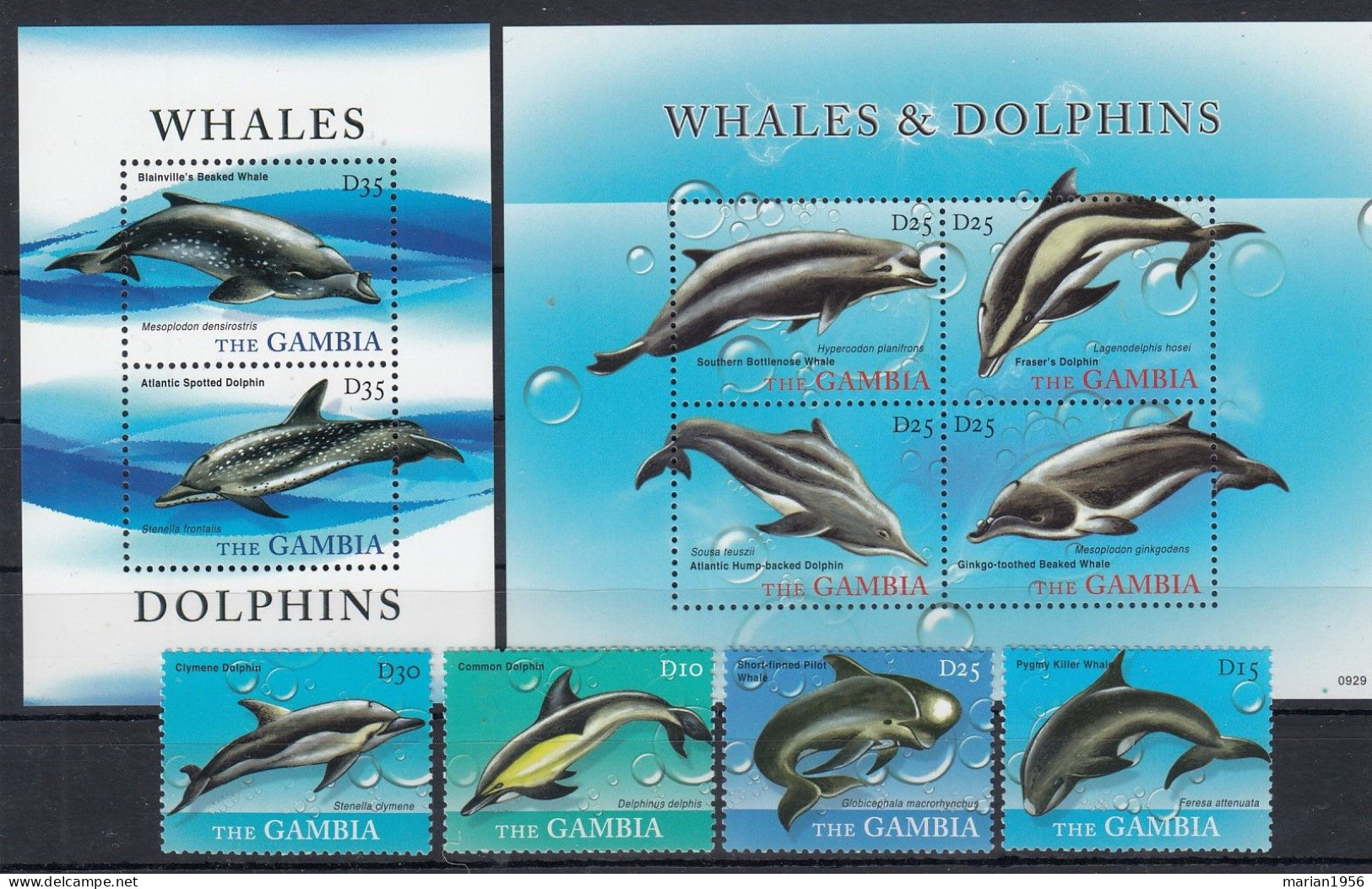 Gambia - BALEINES Et DAUPHINS - 2 BL + Serie - MNH - Delfine