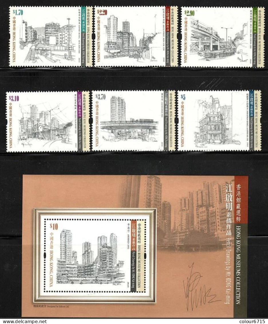 China Hong Kong 2016 Hong Kong Museums Collection – Pencil Drawings By Mr.Kong Kai-ming (stamps6v+SS/Block) MNH - Ungebraucht