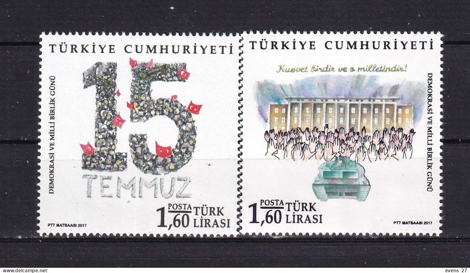 TURKEY-2017- DEMOCRACY-SOLIDARITY-MNH - Unused Stamps