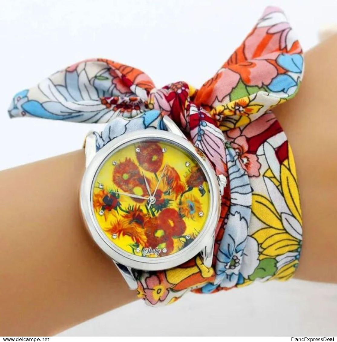 Montre à Quartz NEUVE Bracelet Foulard Watch - Tournesols Fleurs - Moderne Uhren
