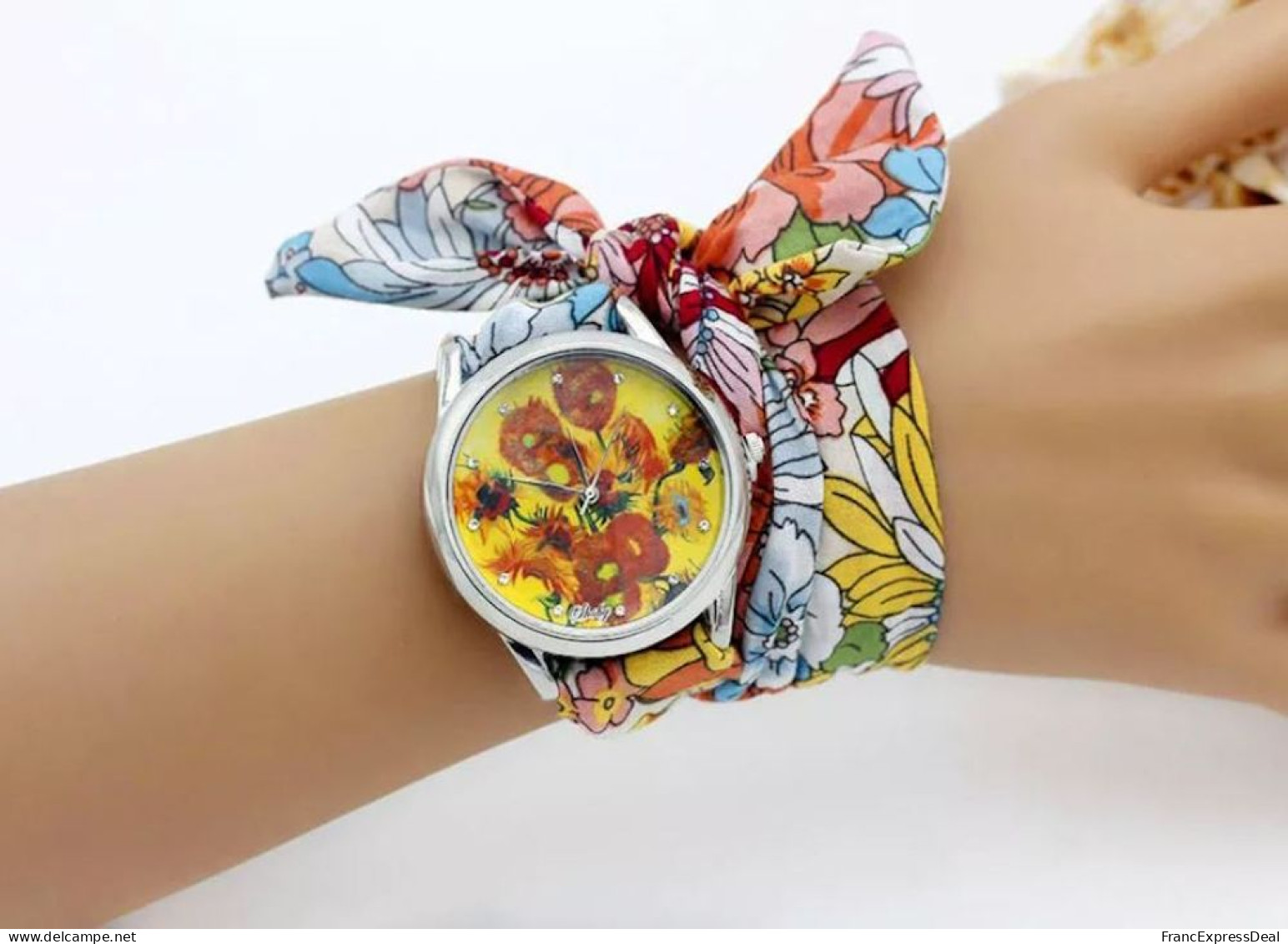 Montre à Quartz NEUVE Bracelet Foulard Watch - Tournesols Fleurs - Horloge: Modern