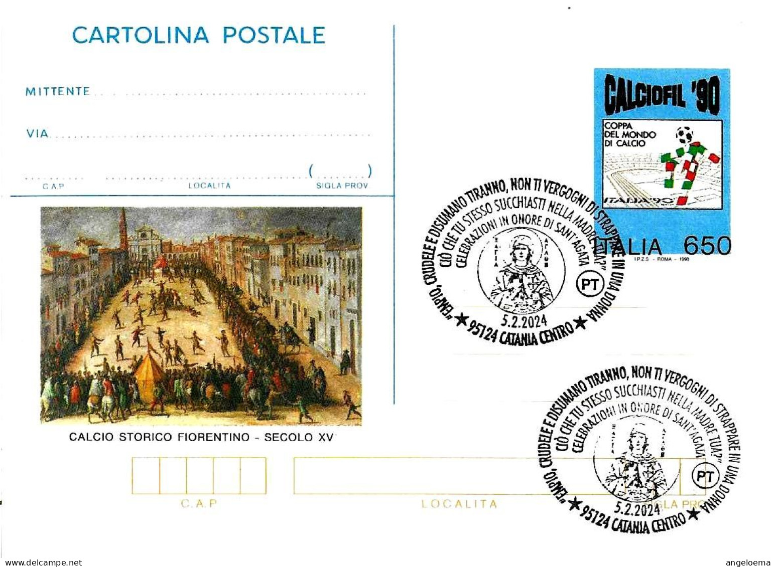 ITALIA ITALY - 2024 CATANIA Celebrazioni S. AGATA Su Cartolina Postale - 11319 - 2021-...: Storia Postale