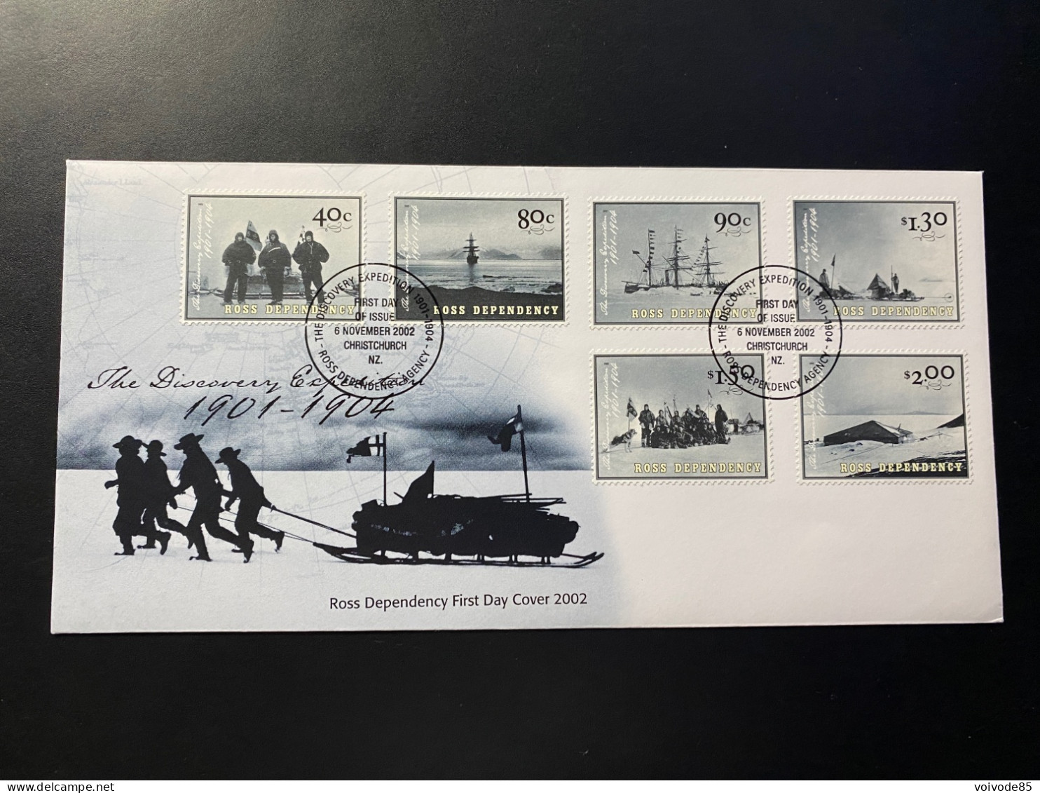 Enveloppe 1er Jour "Explorateurs De L'Antarctique 1901-1904" - 06/11/2002 - Dépendance De Ross - FDC