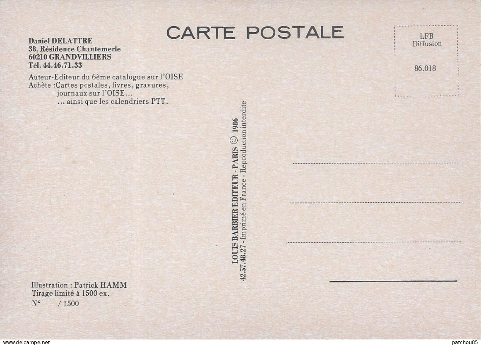 CPM Illustrateur Hamm Catalogue De Cartes Postales Sur L’Oise N° 6  Auteur éditeur Daniel Delattre Grandvilliers - Hamm