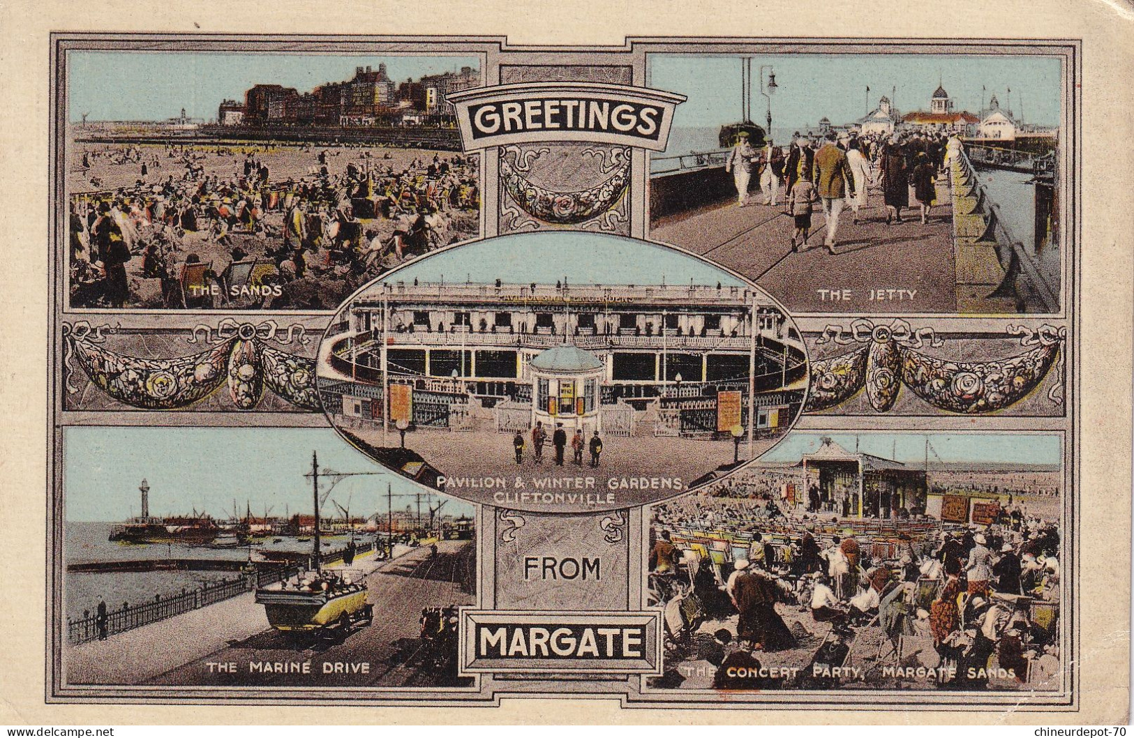 GREETINGS THE SANDS THE JETTY PAVILION & WINTER GARDENS CLIFTONVILLE FROM MARGATE THE MARINE DRIVE CONCERT PARTY MARGAT - Margate