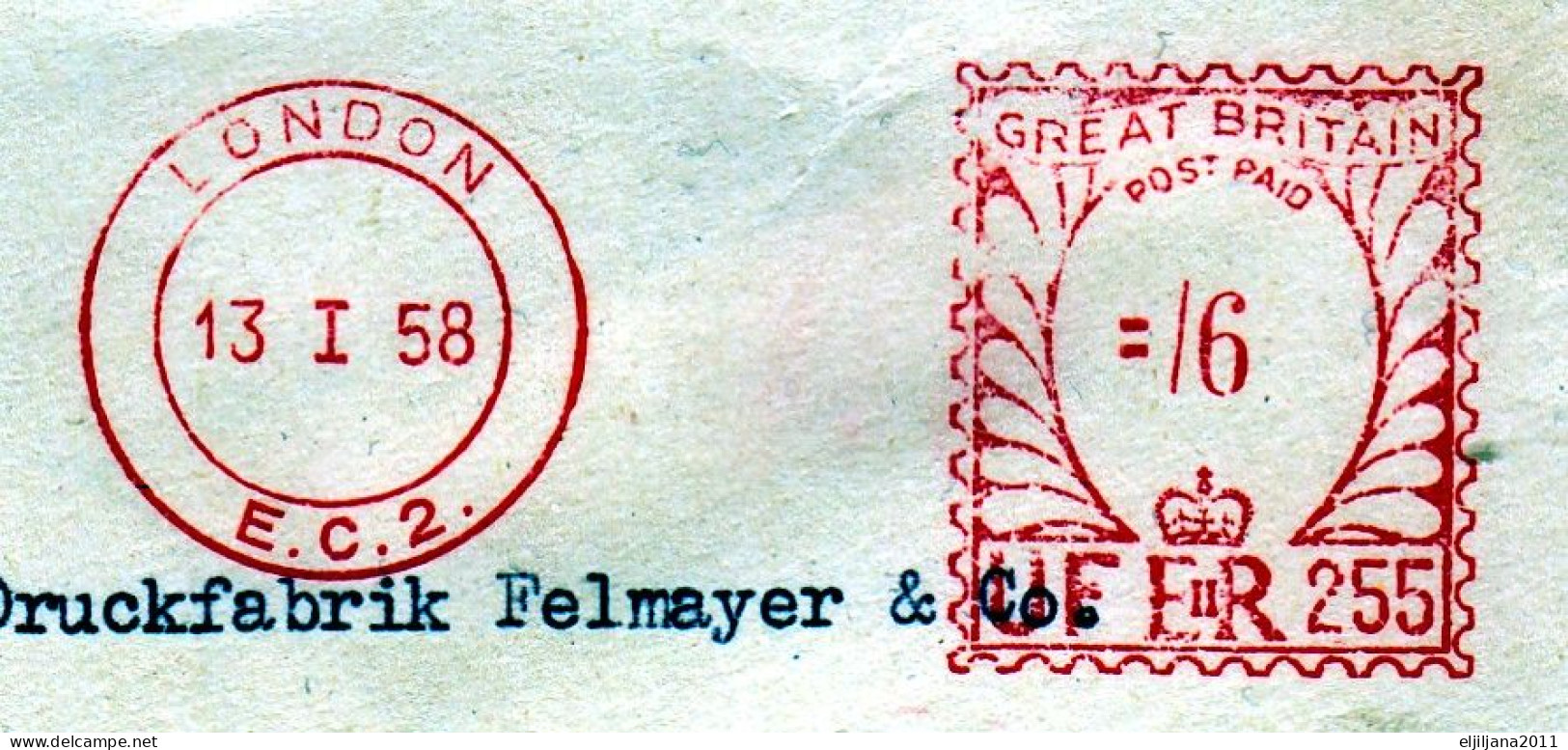 Great Britain - GB / UK 1958 ⁕ Post Paid Cover London To Austria Vienna 1 ⁕ See Scan - Machines à Affranchir (EMA)