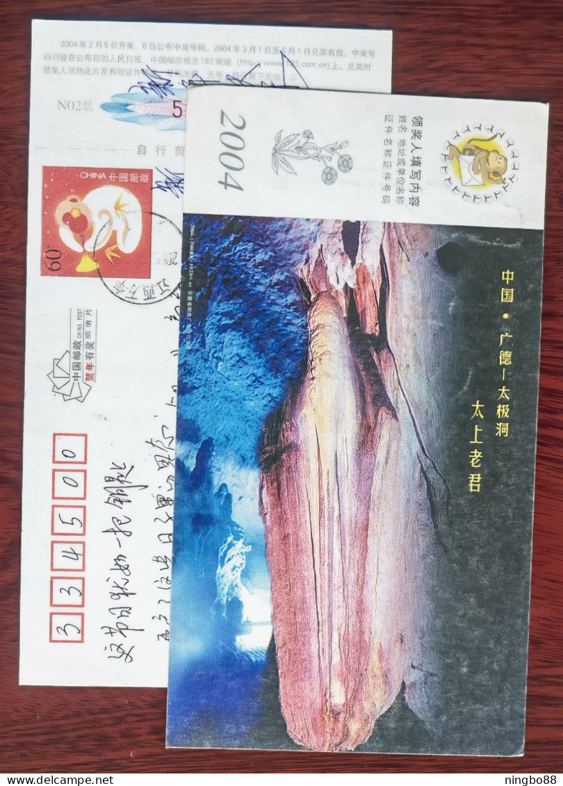 Giant Stalactite In Taiji Karst Cave,China 2004 Guangde County Karst Landform Advertising Pre-stamped Card - Other & Unclassified