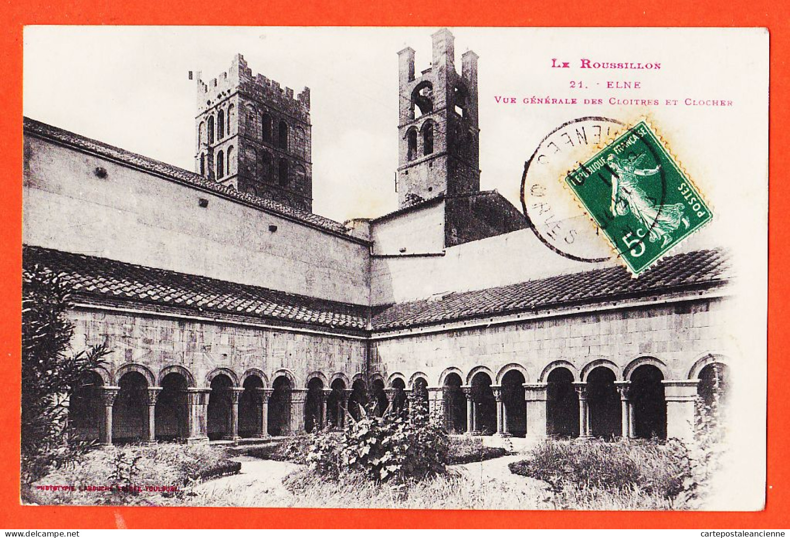 03784 / ELNE 66-Roussillon Vue Générale Cloitres Et Clocher 1910 à Jane GARIDOU Epicerie Port-Vendres LABOUCHE 21 - Elne
