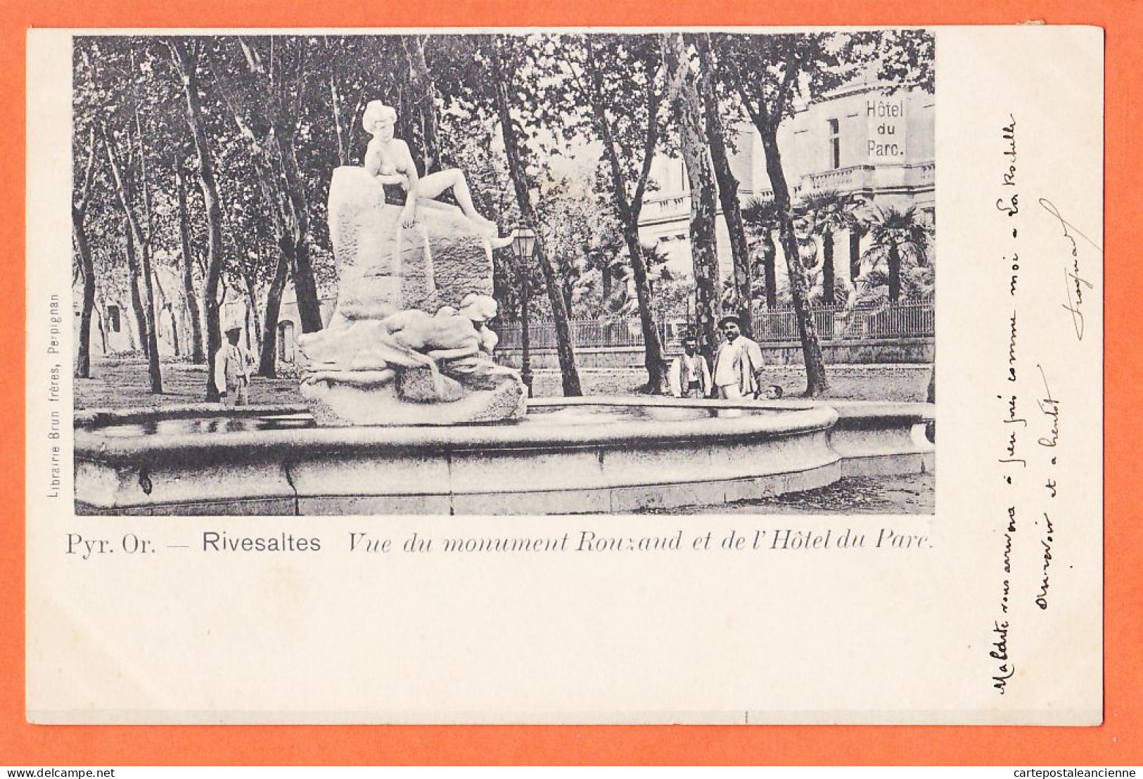03763 / RIVESALTES (66) Vue Monument ROUZAUD Et Hôtel Du PARC 1903à SIMON Rue Du Goulet Noisy-le-Sec / Librairie BRUN  - Rivesaltes