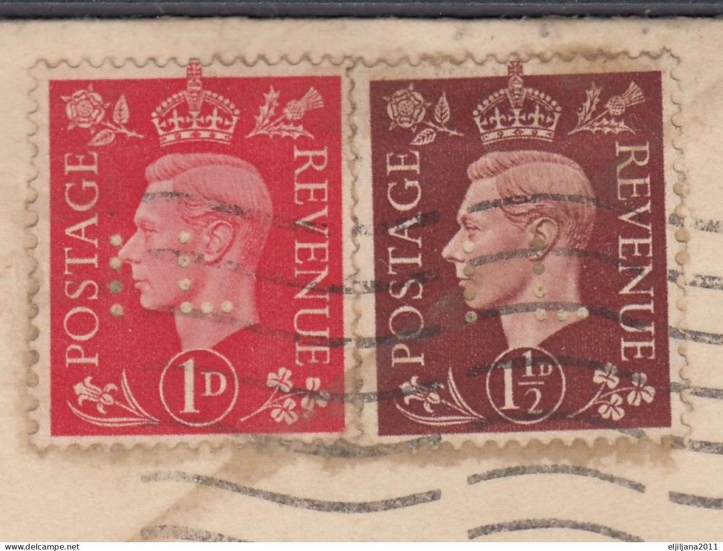 Great Britain - GB / UK 1887 - 1937 ⁕ Old Perfins Stamps + Cover Perfin + Overprint ⁕ See All Scan - Perfin