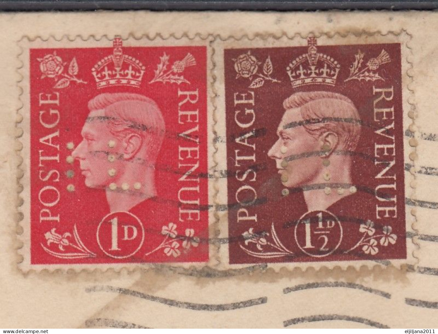 Great Britain - GB / UK 1887 - 1937 ⁕ Old Perfins Stamps + Cover Perfin + Overprint ⁕ See All Scan - Perfins