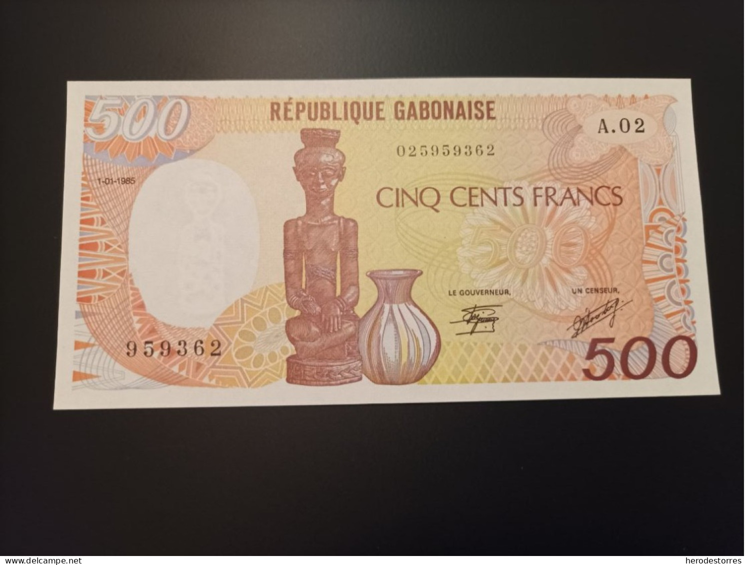Billete Gabón, 500 Francs, Año 1985, Serie A, UNC - Gabun