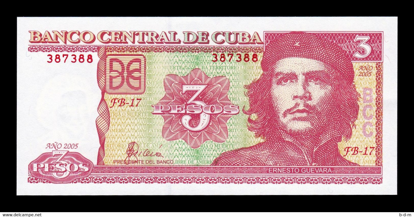 Cuba Lot Bundle 10 Banknotes 3 Pesos Che Guevara 2005 Pick 127b Sc Unc - Cuba