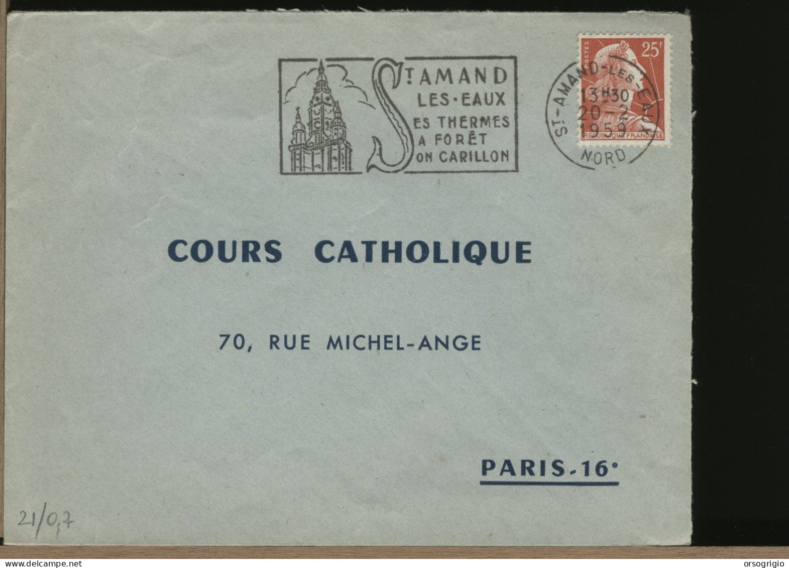 FRANCIA FRANCE - ST AMAND Les Eaux - 1959 -    CARILLON - Uhrmacherei