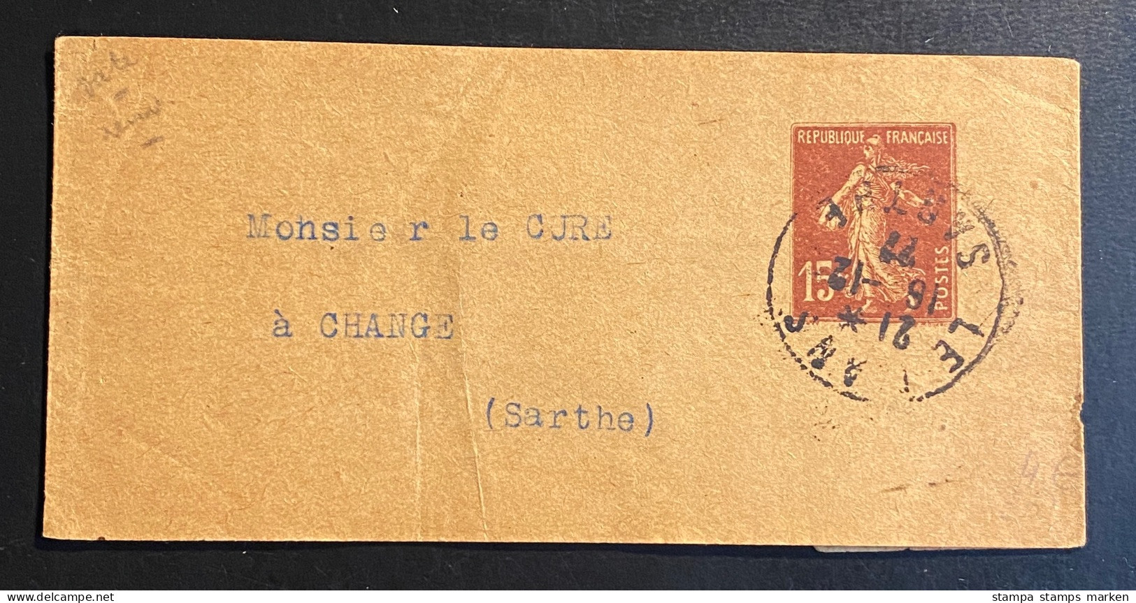 France Frankreich 1921 Enterier Postaux Streifband Yvert: 189-BJ2 Gestempelt/o LEMANS SARTHE - Bandas Para Periodicos