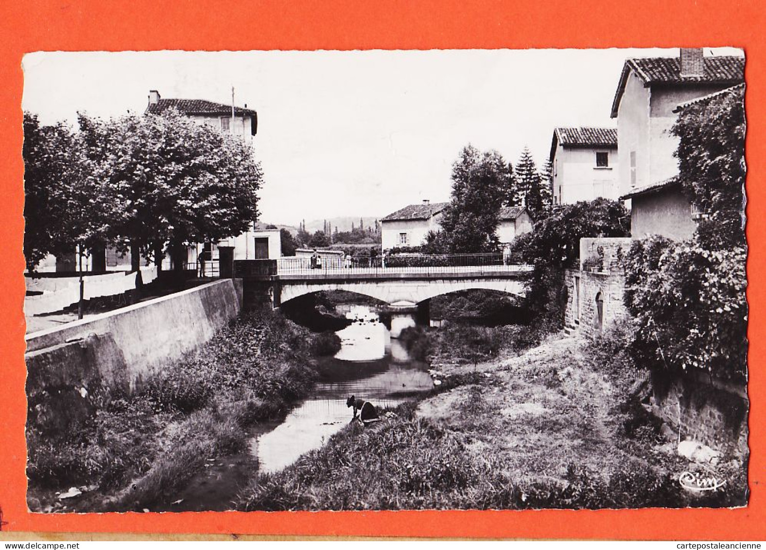 08906 / ⭐ BRIGNAIS 69-Rhone Pont-Neuf Petite Scène Lessive Linge 1940s Photo-Bromure COMBIER CIM - Brignais