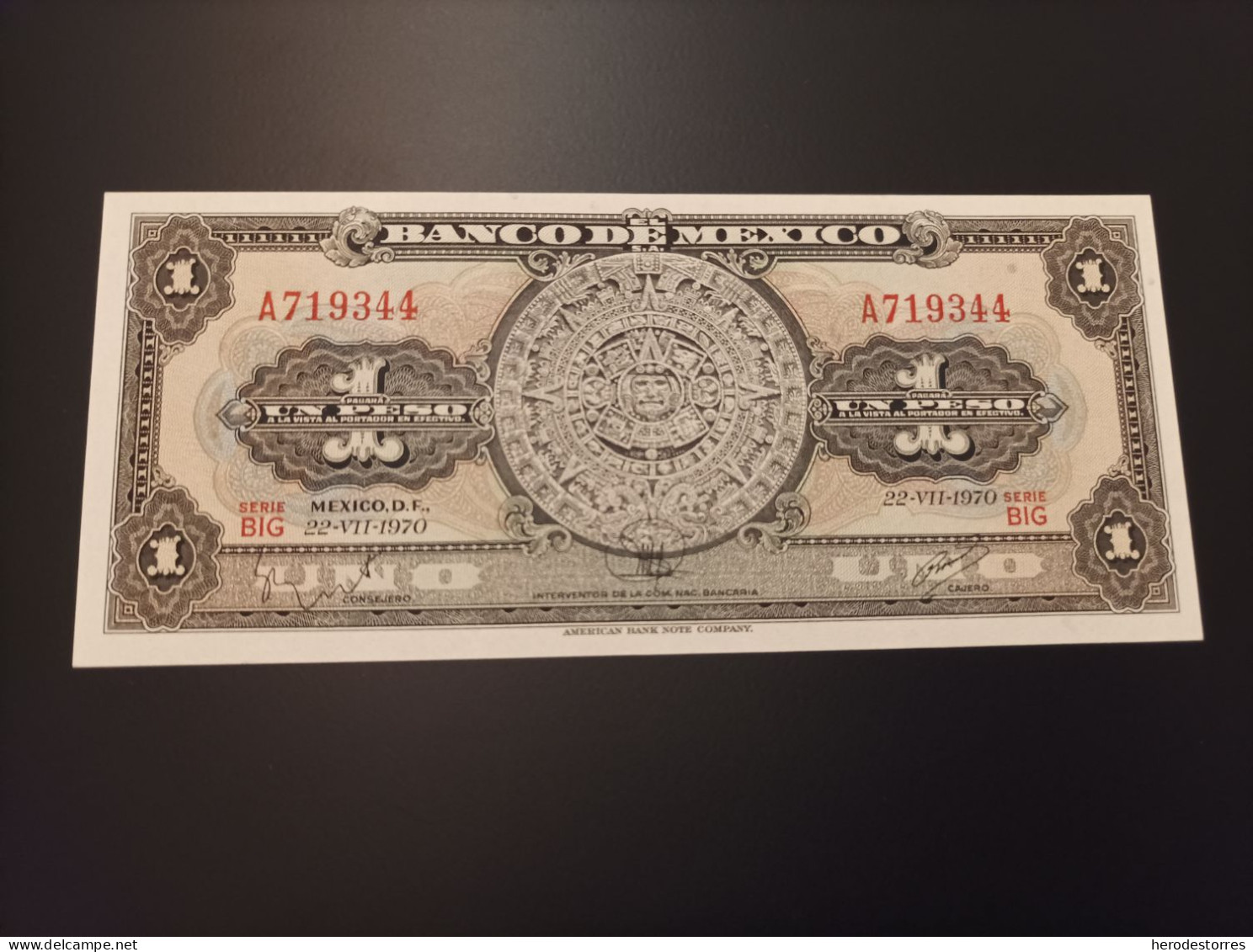 Billete México 1 Peso, Año 1970, Serie A, UNC - Messico