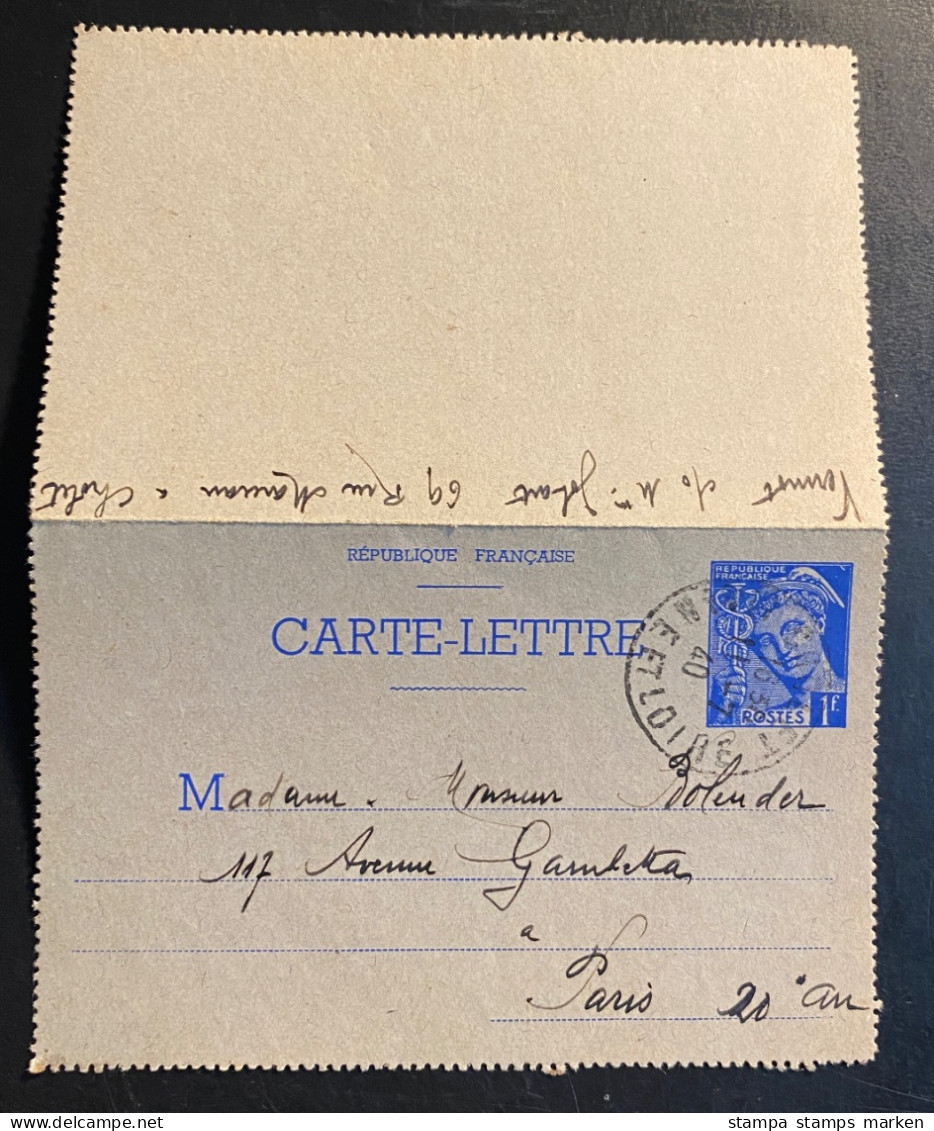 France Frankreich 1940 Enterier Postaux Carte Lettre Yvert: SPE-CL1 Gestempelt/o CHOLET Maine Et Loire 1940 - Newspaper Bands