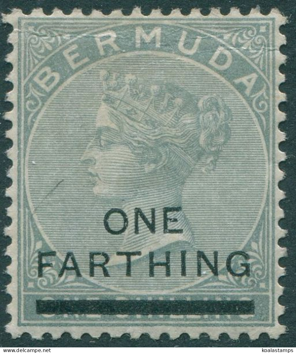 Bermuda 1901 SG30 ONE FARTHING On 1/- Grey QV MLH - Bermudes