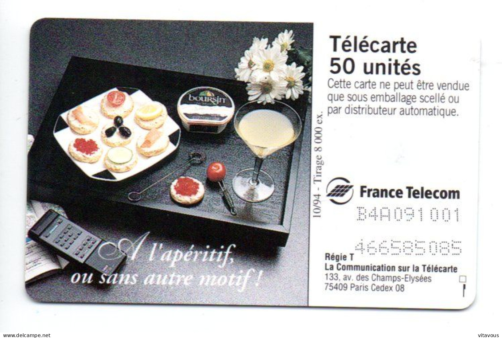 EN 1048 BOURSIN Apéritif  Fromage Télécarte FRANCE 50 Unités Phonecard  (G 1071) - 50 Units