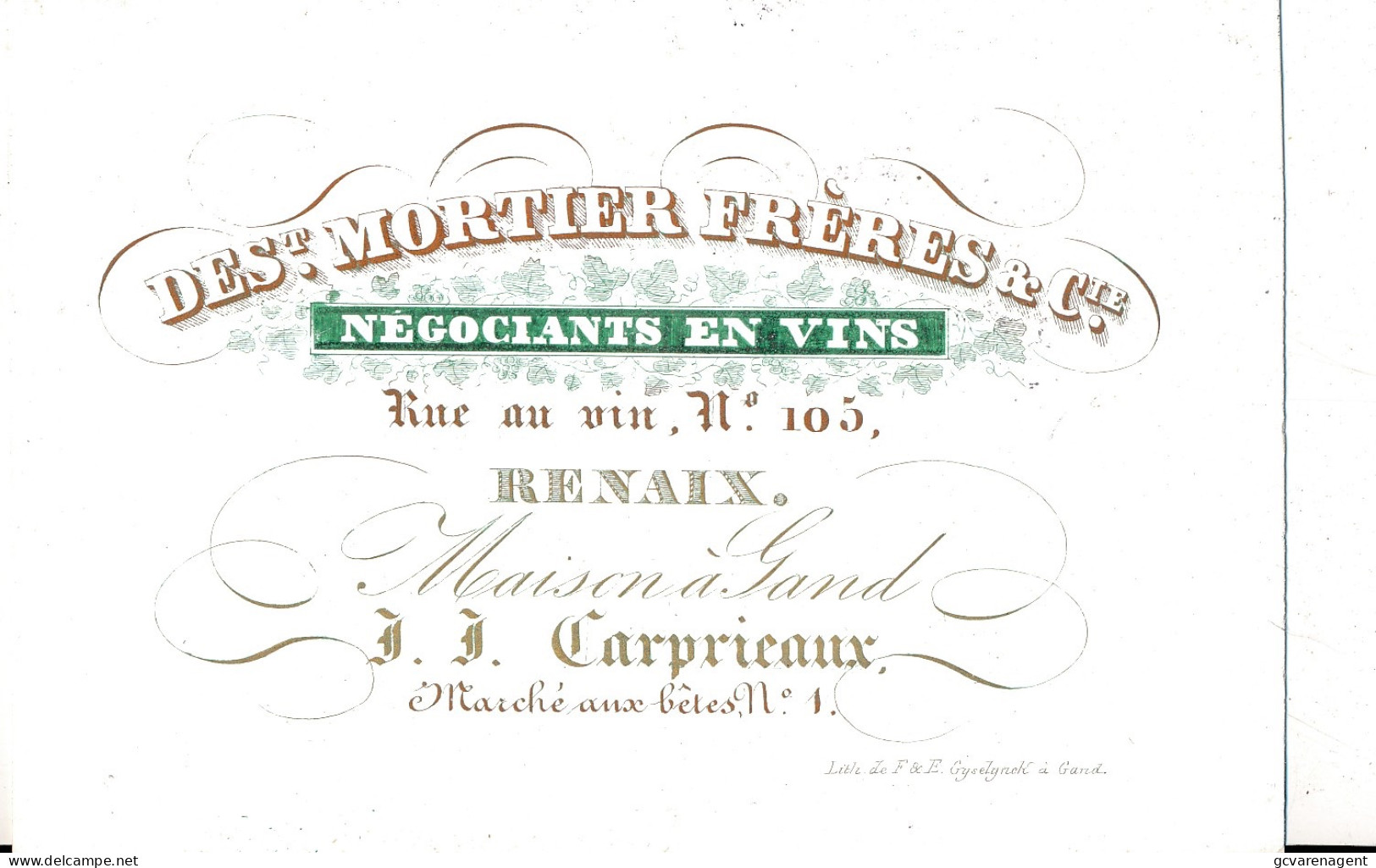 RENAIX   PORSELEINKAART  DESt.MORTIER FRERES & Cie - NEGOCINATS EN VINS - RUE AU VIN 105       2 AFBEELDINGEN - Ronse