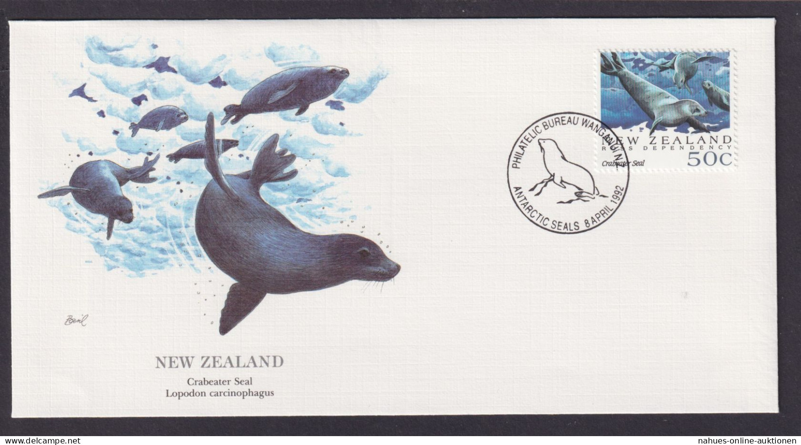Neuseeland Ozeanien Krabbenfresser Seehund Schöner Künstler Brief - Cartas & Documentos