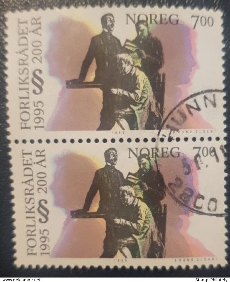 Norway 7Kr Pair Used Stamps Conciliation Bord - Oblitérés