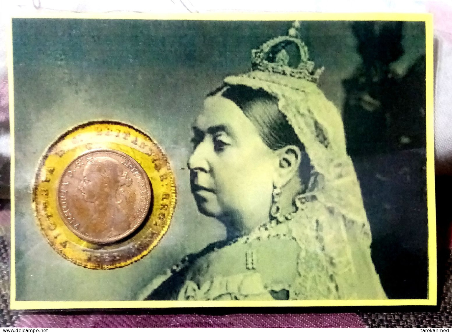 Numismatic Card Of Queen Victoria, Lady Of The Colonies With Her Platted Old Penny, Unique, The Only Copy Of This Releas - Kolonies
