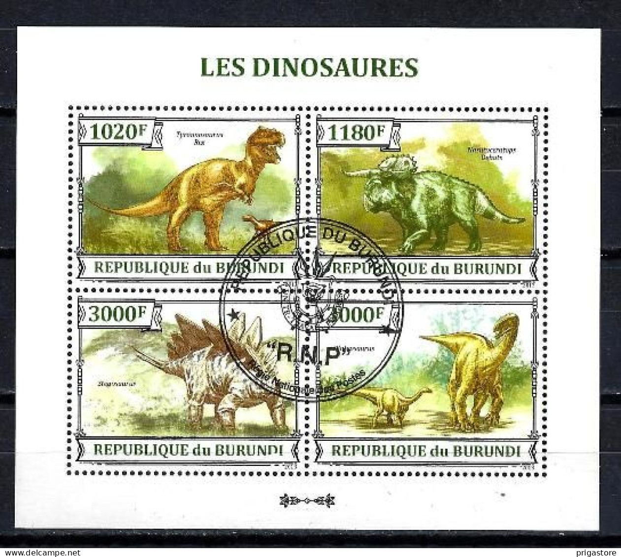 Burundi 2013 Animaux Préhistoriques (38) Yvert N° 2118 à 2121 En Feuillet Oblitérés Used - Used Stamps