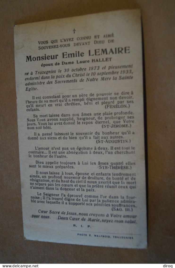 Emile Lemaire,Trazegnies 1873 - 1933 - Obituary Notices