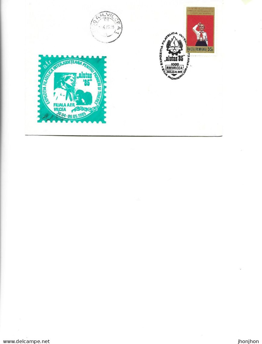 Romania - Occasional Env 1984 - International Philatelic Exhibition For Pioneers And Youth "Alutus '85" Rm. Valcea - Postmark Collection