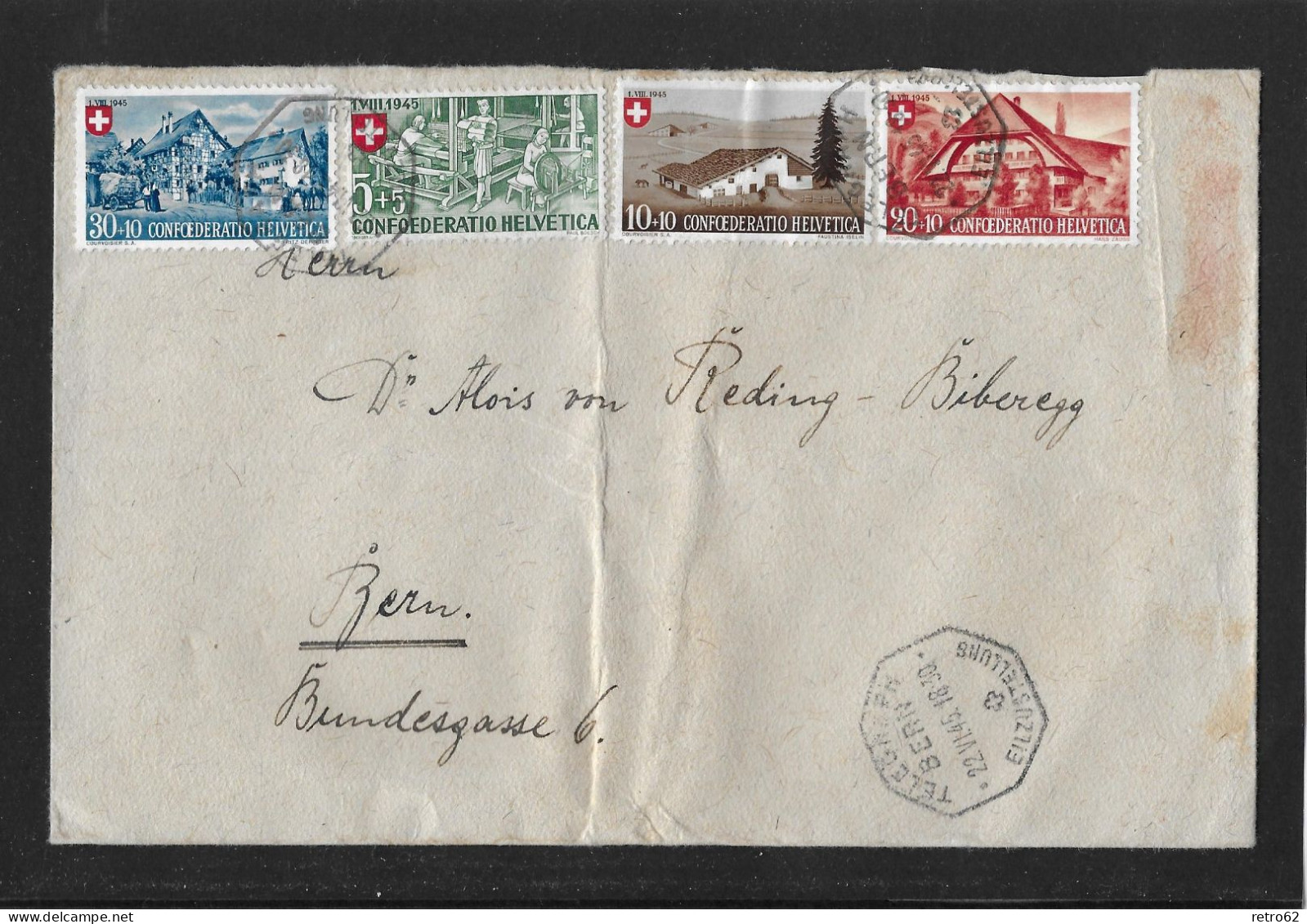 1945 PRO PATRIA ► Vorort Satz-Brief Bern Telegraph Eilzustellung    ►SBK-B26 Bis B29 / CHF 100.-◄ - Lettres & Documents