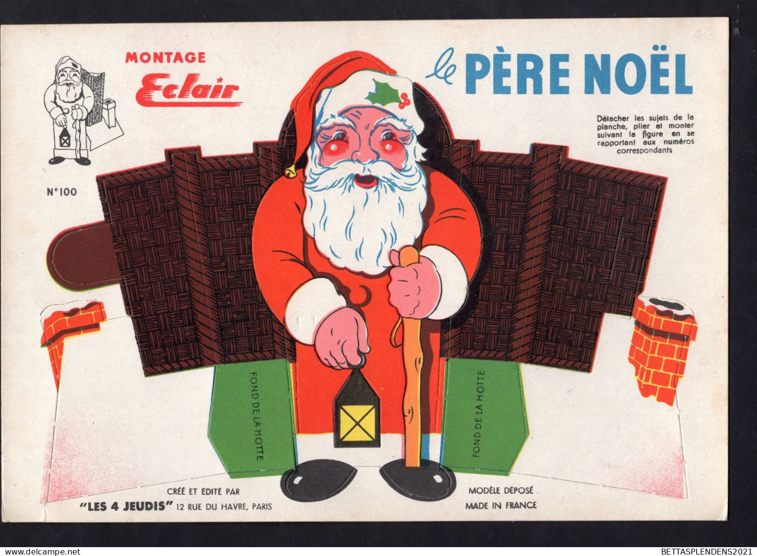 Le PERE NOEL Et Sa Hotte (SANTA CLAUS) - à Détacher Et à Monter - Montage Eclair N°100 - Edité Par "les 4 Jeudis" - Non Classificati