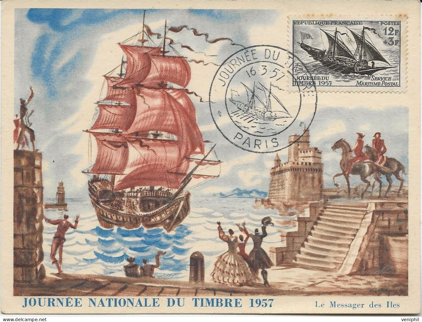 FDC - JOURNEE DU TIMBRE 1957  AFFRANCHIE N° 1093 -TB - COTE :12 € - 1950-1959