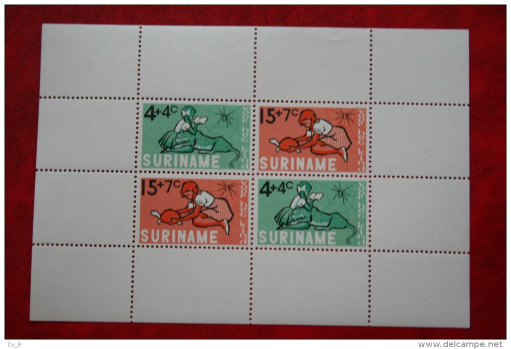 Sheet Feuillet Bogen Velletje Block Kinderzegels ; NVPH 435 Mi Block 4 ; 1965 MNH / Postfris SURINAME / SURINAM - Surinam ... - 1975