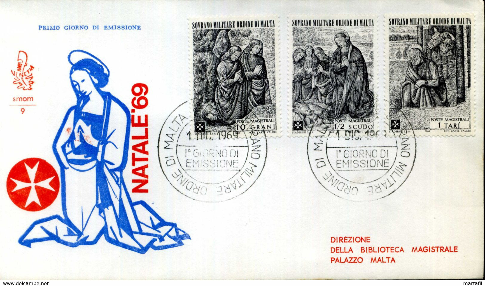 1969 SMOM FDC 47/49 Natale - Malte (Ordre De)