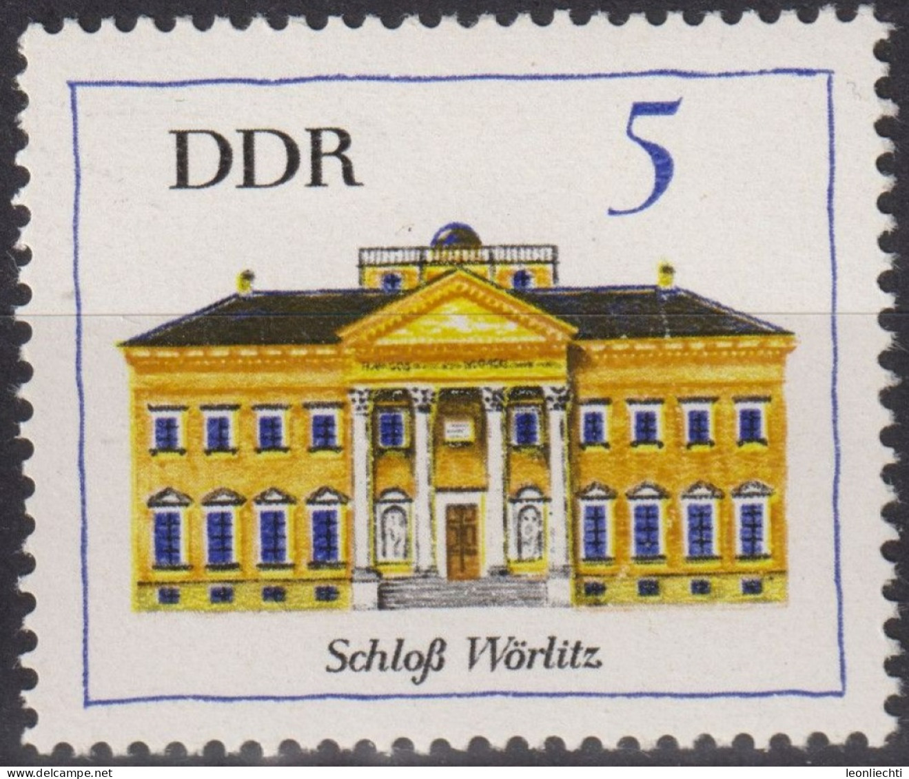 1967 DDR, ** Mi:DD 1245, Yt:DD 942, Schloss Wörlitz, Bedeutende Bauten (I) - Castillos