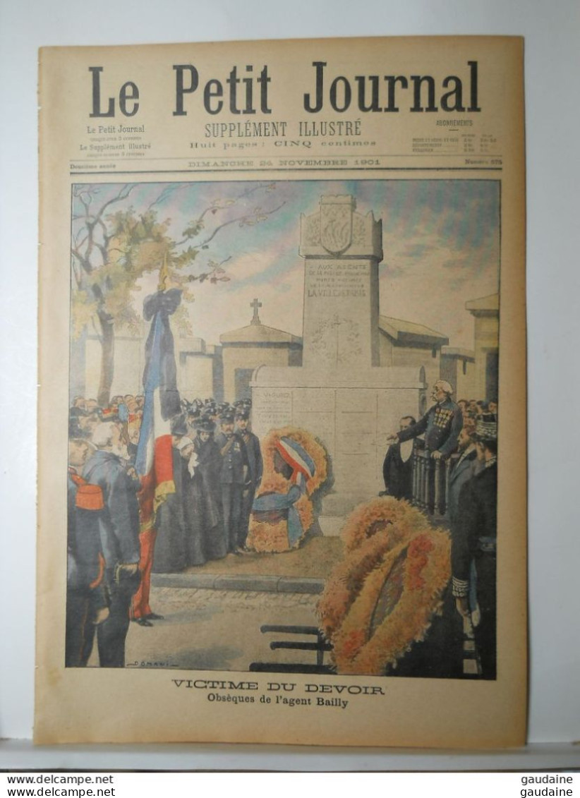 LE PETIT JOURNAL N°575 - 24 NOVEMBRE 1901 -VICTIME AUX DEVOIR BAILLY - TURQUIE - CONFLIT FRANCO TURC - Le Petit Journal