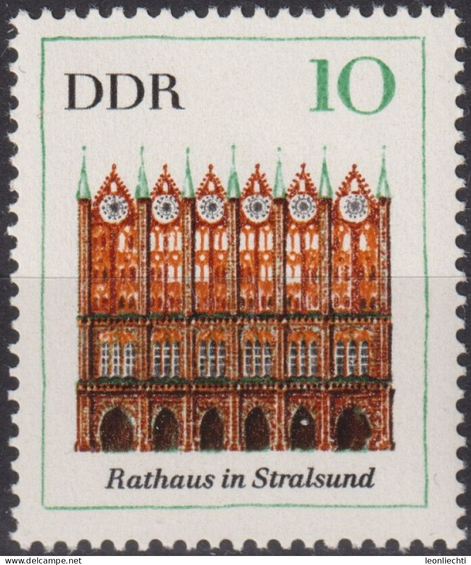 1967 DDR, ** Mi:DD 1246, Yt:DD 943, Rathaus Stralsund, Bedeutende Bauten (I) - Otros & Sin Clasificación
