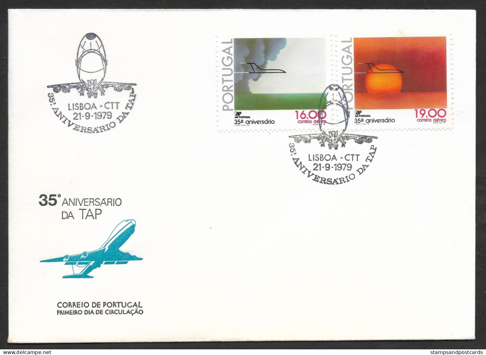 Portugal FDC 35 Ans TAP Air Portugal 1979 Portuguese Airlines 35 Years FDC - Briefe U. Dokumente