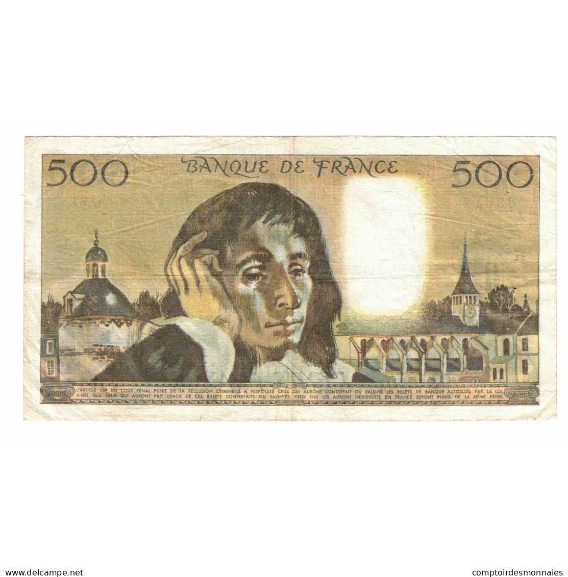 France, 500 Francs, Pascal, 1976, G.61, TB, Fayette:71.14, KM:156d - 500 F 1968-1993 ''Pascal''