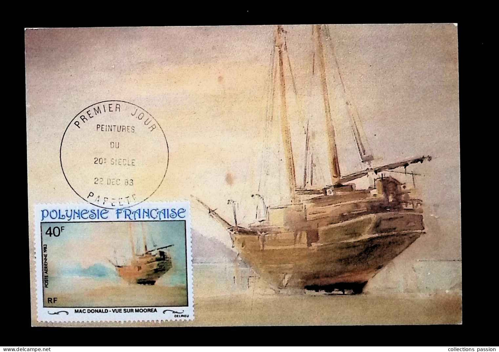 CL, FDC, 1 Er Jour, Carte Maximum, Polynésie Française, Papeete, 22 Dec. 83, Peintures Du 20 E Siècle, Mac Donald - Maximumkaarten