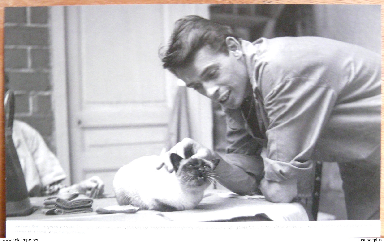 JACQUES BREL DANS SON APPARTEMENT AVEC SON CHAT EN 1959 GRAND FORMAT - Personalidades Famosas