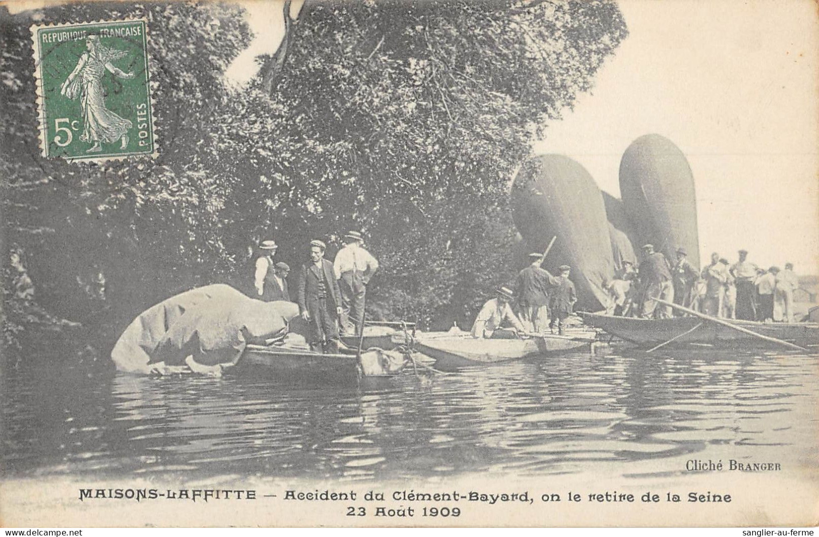 CPA 78 MAISONS LAFFITTE / ACCIDENT DU CLEMENT BAYARD / ON LE RETIRE DE LA SEINE 1909 / BALLON DIRIGEABLE - Maisons-Laffitte