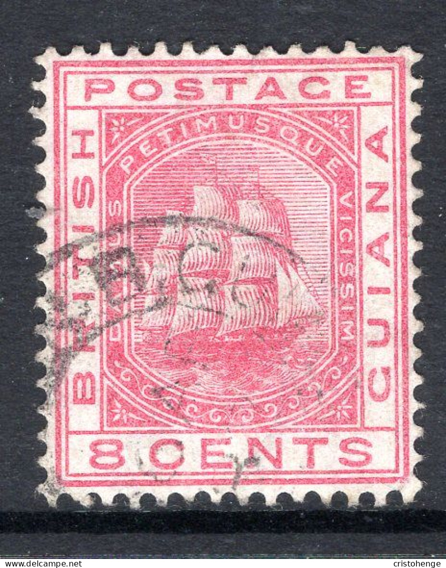 British Guiana 1876-79 Ship - Wmk. Crown CC - P.14 - 8c Rose Used (SG 130) - British Guiana (...-1966)