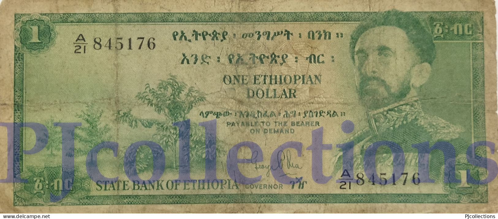 ETHIOPIA 1 DOLLAR 1961 PICK 18a FINE - Ethiopia